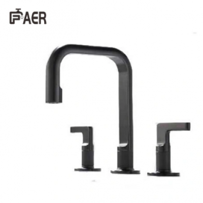 1121506-B Modern Matte Black Three Holes Brass Faucet